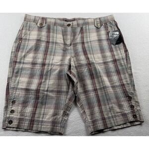 Axcess Liz Claiborne Plaid Bermuda Shorts Women's Size 16 Stretch NWT